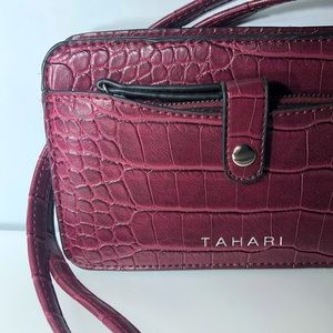 Tahari Wine Colored Faux/Vegan Leather crossbody